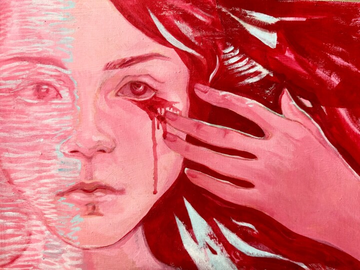 Картина под названием "Red opium" - Eva Gets, Подлинное произведение искусства, Акрил Установлен на картон