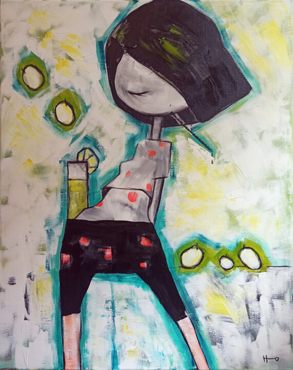 Картина под названием "Limonada" - Eva Hidalgo, Подлинное произведение искусства, Акрил Установлен на artwork_cat.