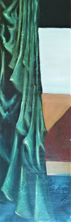 Painting titled "Drapé" by Eva Khatchadourian, Original Artwork, Oil Mounted on Wood Stretcher frame