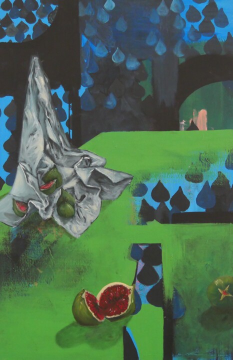 Картина под названием "Figue Fleur" - Eva Khatchadourian, Подлинное произведение искусства, Акрил Установлен на Деревянная р…