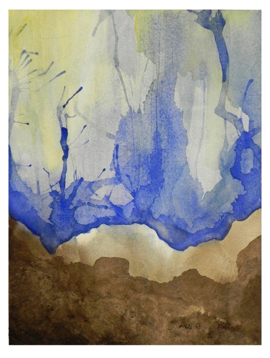 Ζωγραφική με τίτλο "Atlantis" από Eva Lacres, Αυθεντικά έργα τέχνης, Ακουαρέλα Τοποθετήθηκε στο Ξύλινο πάνελ