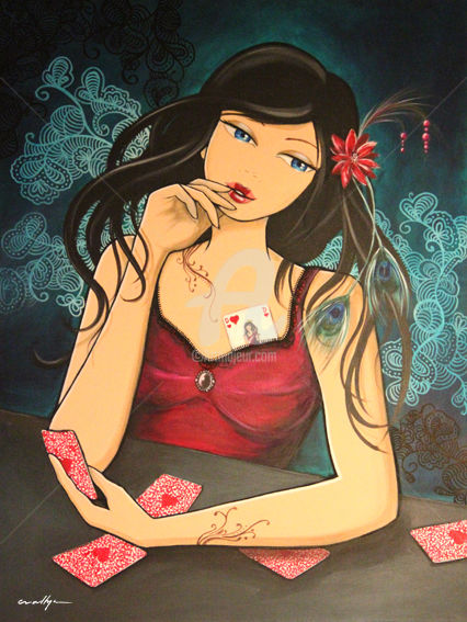 Ζωγραφική με τίτλο "Aneko" από Eva Lhyn, Αυθεντικά έργα τέχνης, Λάδι