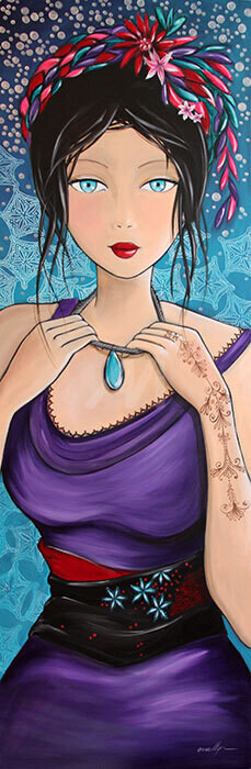 Shizuku - Peinture, 50x150 cm ©2012 par eva lhyn -
Portraiture, Femme, rouge, motifs, perle, goutte, fleurs, rouge à lèvres, tatouage, tableau, toile, acrylique