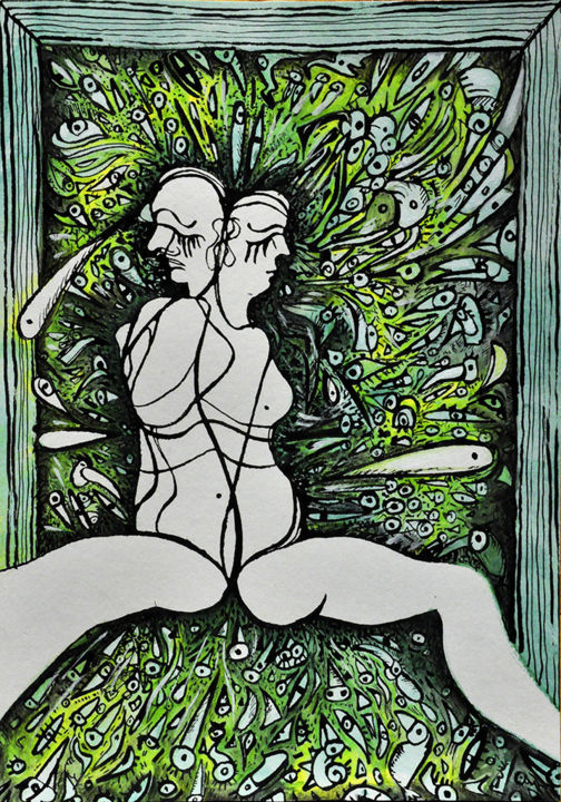 Peinture intitulée "Duo" par Eva Mifsud, Œuvre d'art originale