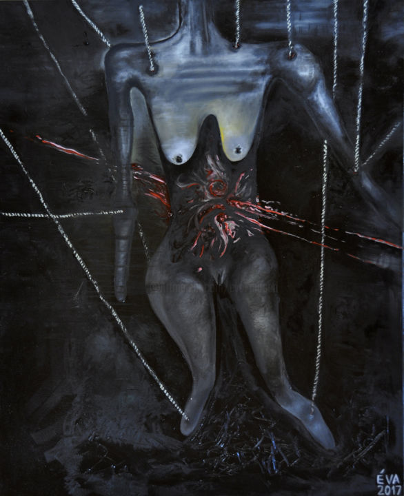 Peinture intitulée "Femme suspendue" par Eva Mifsud, Œuvre d'art originale, Huile