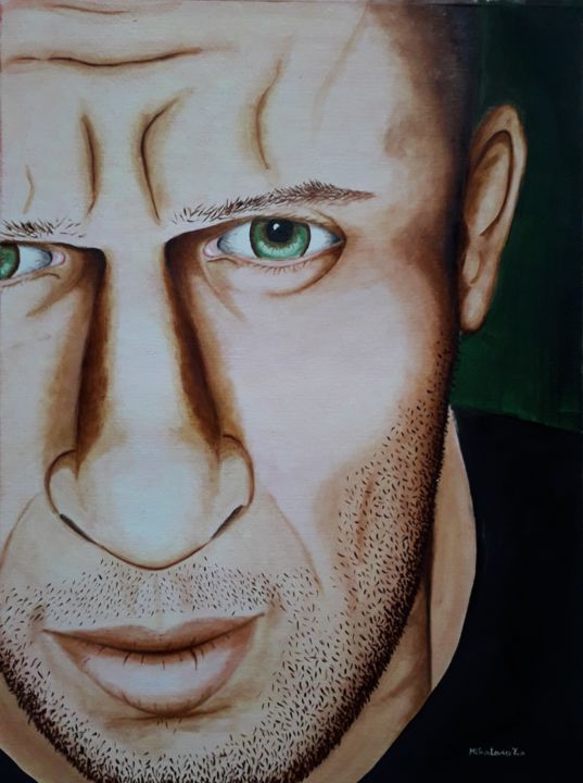 Painting titled "an angry man" by Éva Mihalovics, Original Art, Oil