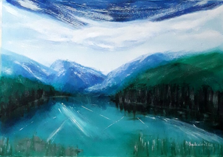 Malarstwo zatytułowany „fagyos tó” autorstwa Éva Mihalovics, Oryginalna praca, Olej