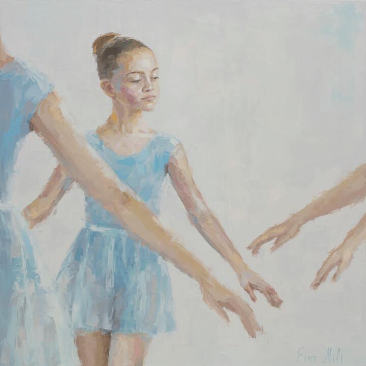 Malerei mit dem Titel "Ballet Class. Littl…" von Eva Mili, Original-Kunstwerk, Öl Auf Keilrahmen aus Holz montiert