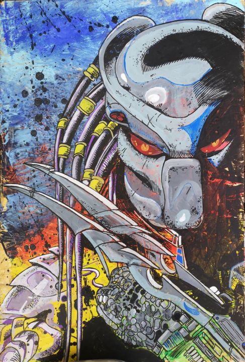 Painting titled "Predator Pop Geek A…" by Eva Pantera, Original Artwork, Acrylic