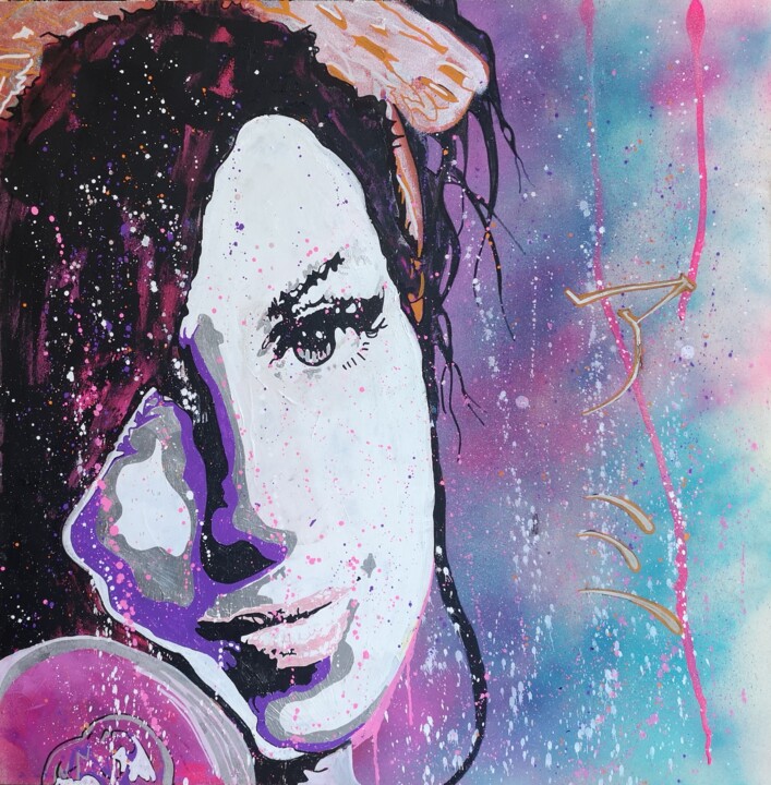 Schilderij getiteld "Amy Whinehouse Pop" door Eva Pantera, Origineel Kunstwerk, Acryl
