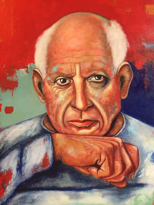 Pittura intitolato "Picasso in red" da Eva Pelles, Opera d'arte originale, Acrilico Montato su Telaio per barella in legno