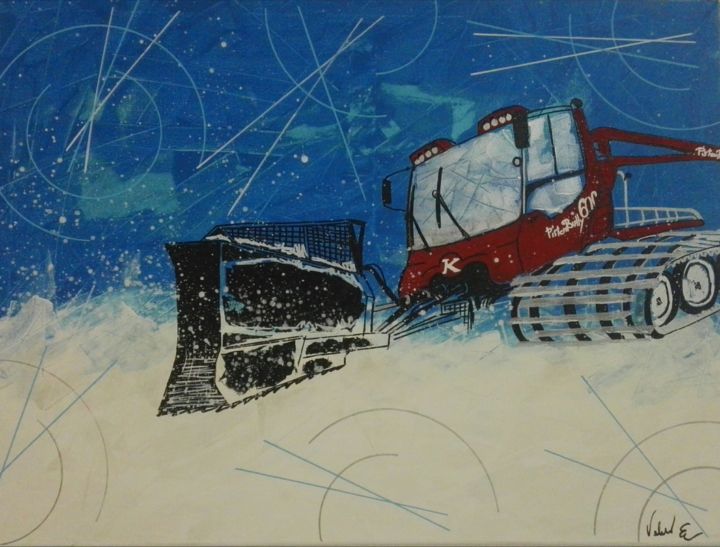 Pittura intitolato "Snowcat" da Eva Valdrighi, Opera d'arte originale, Acrilico