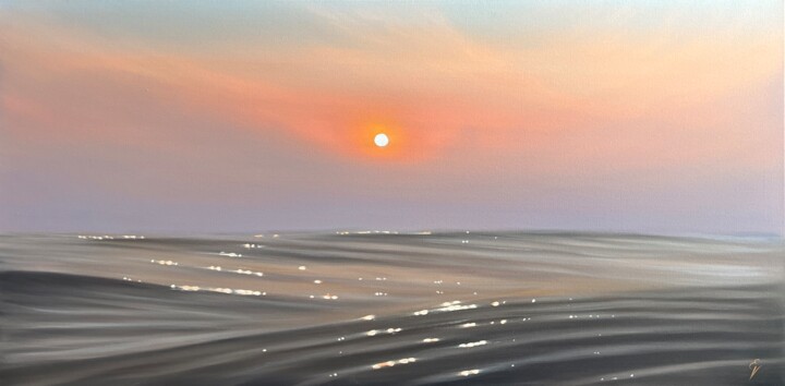 Malarstwo zatytułowany „Kissed by The Sun” autorstwa Eva Volf, Oryginalna praca, Olej Zamontowany na Drewniana rama noszy