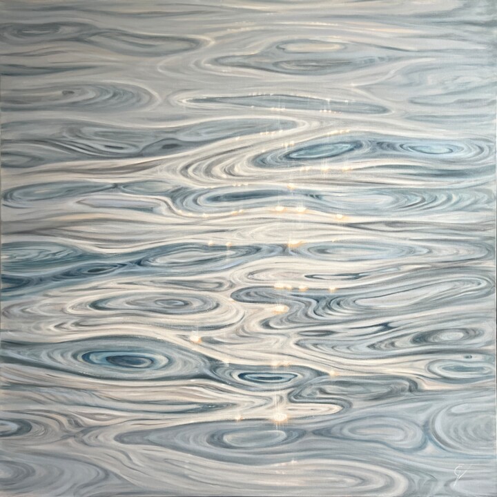 Malerei mit dem Titel "Fluid Light" von Eva Volf, Original-Kunstwerk, Öl Auf Keilrahmen aus Holz montiert