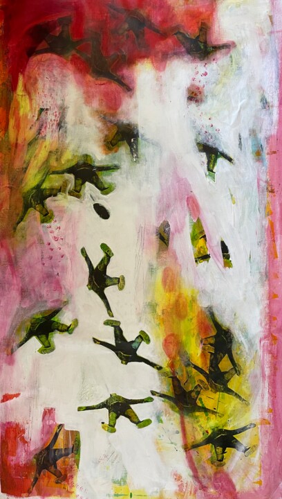 Schilderij getiteld "Keep flying" door Eva Wiren, Origineel Kunstwerk, Acryl