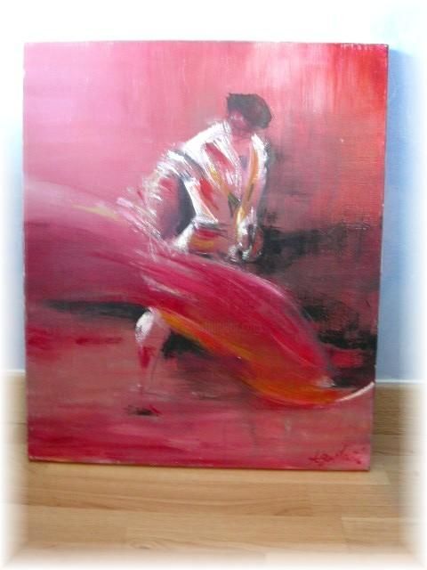 Peinture intitulée "matador rouge et bl…" par Rachel Klein, Œuvre d'art originale