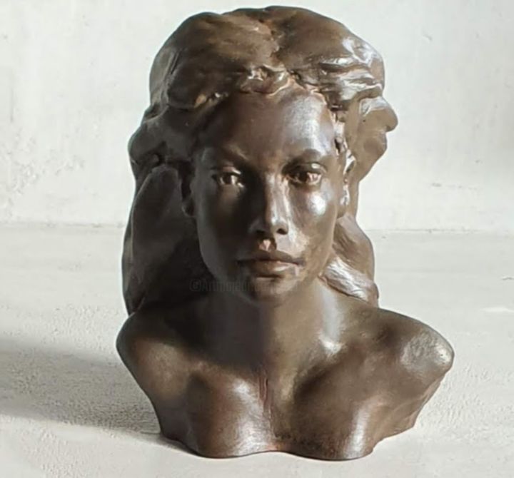 Sculptuur getiteld "Misskiss" door Eva Czaplicki, Origineel Kunstwerk, Gips