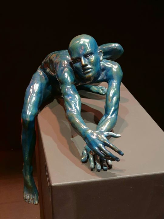 Skulptur mit dem Titel "Bleu Nuit." von Eva Czaplicki, Original-Kunstwerk, Bronze
