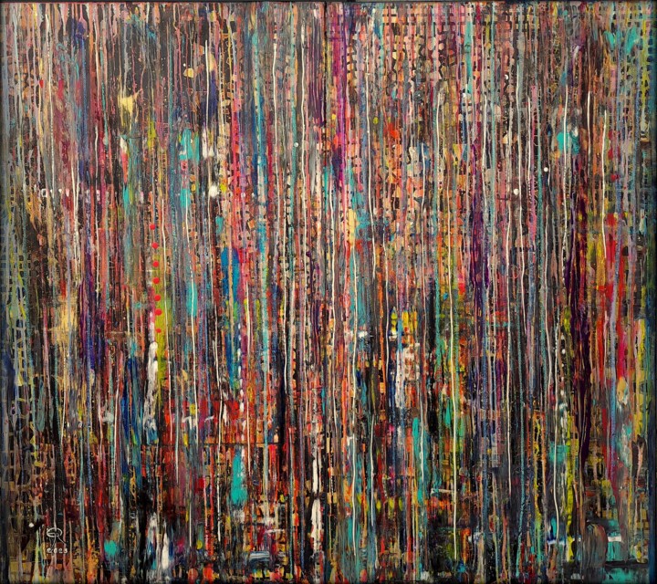 Картина под названием "NACHTFUNKELN" - Eva Dahn Rubin, Подлинное произведение искусства, Акрил Установлен на Деревянная рама…