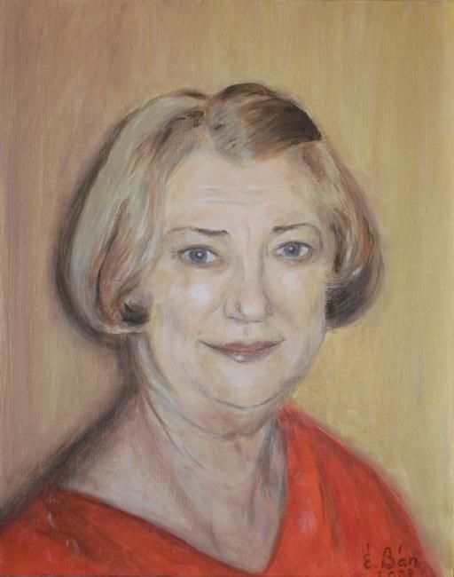 Schilderij getiteld "My aunt's portrait" door Eva Ban Gophen, Origineel Kunstwerk, Olie