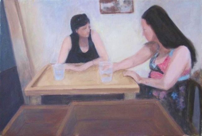 Painting titled "Tell me about" by Eva Ban Gophen, Original Artwork