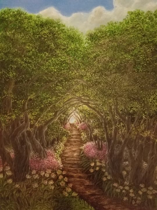 Drawing titled "Fairytale Path" by Eva Maria Jones, Original Artwork, Digital Photography