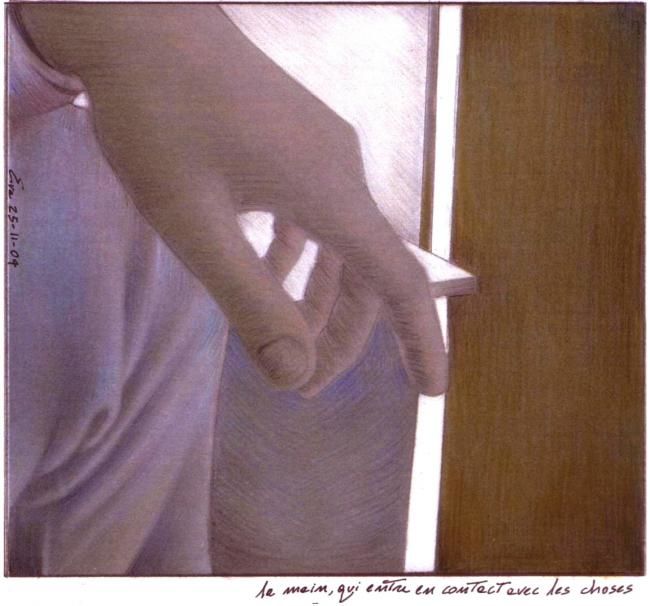 Drawing titled "la main, qui entre…" by Eva La Guidara, Original Artwork