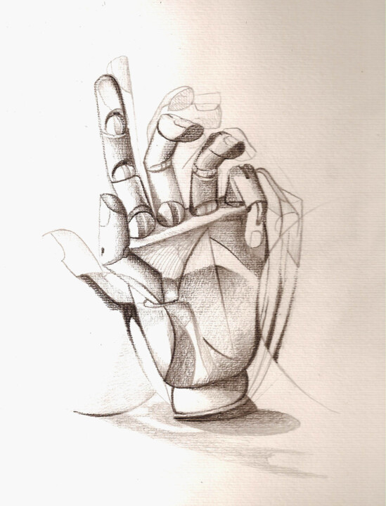 Drawing titled "mano-con-cerchio.jpg" by Evaldo Amatizi, Original Artwork, Pencil