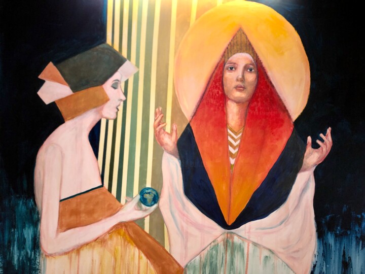Картина под названием "Terre mère" - Evangeli Papavassiliou, Подлинное произведение искусства, Акрил