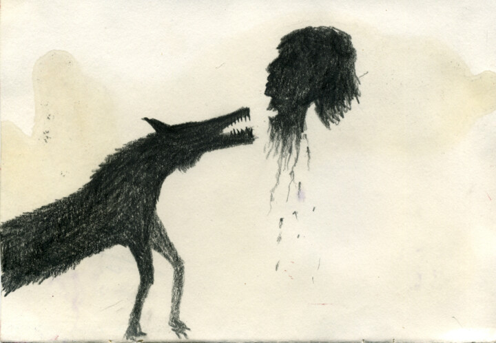 Dessin intitulée "god's broken tooth…" par Evangelos Papapostolou, Œuvre d'art originale, Crayon
