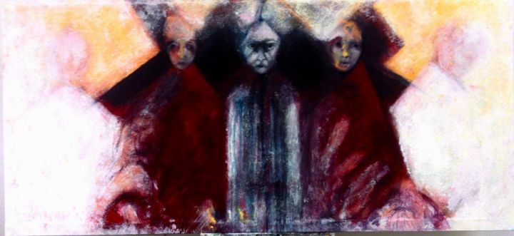 Peinture intitulée "trinite" par Evangile Papavassiliou, Œuvre d'art originale, Huile