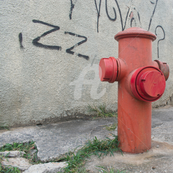Fotografia intitulada "Red fire hydrant" por E. Vargas, Obras de arte originais, Fotografia digital