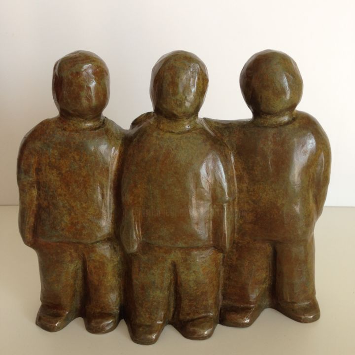 Скульптура под названием "3 copains 1/8" - Eva Rouwens, Подлинное произведение искусства, Бронза