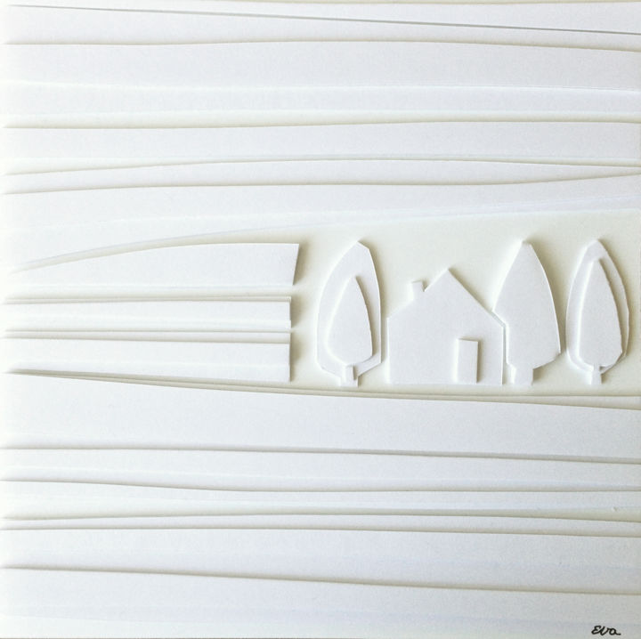 Collagen mit dem Titel "Het veld (3)" von Eva Rouwens, Original-Kunstwerk, Collagen