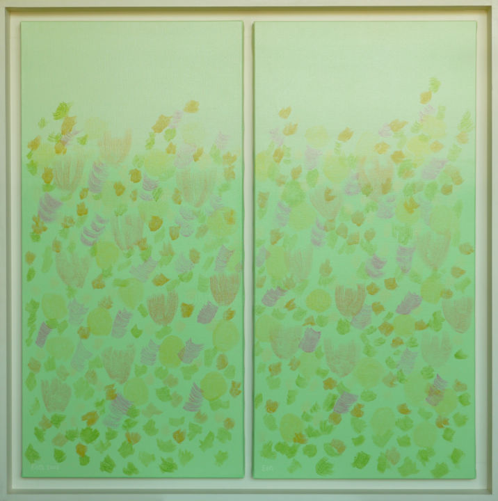 Peinture intitulée "Printemps - 87 x 87…" par Eva Rouwens, Œuvre d'art originale, Acrylique