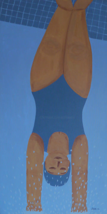 绘画 标题为“Le plongeon” 由Eva Rouwens, 原创艺术品, 丙烯 安装在木质担架架上