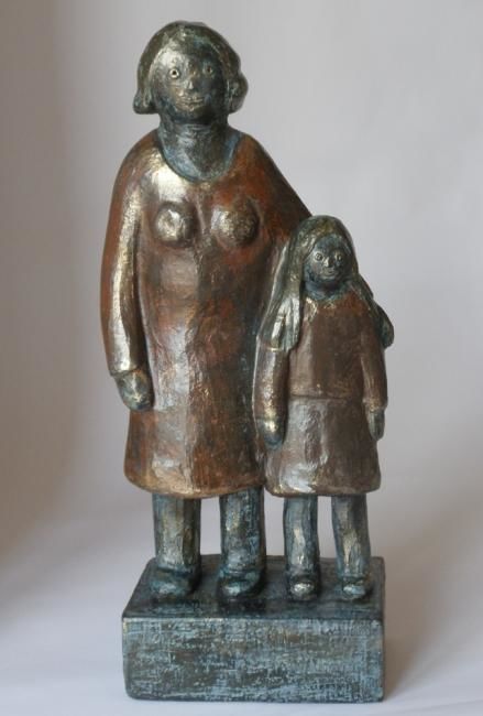 Sculpture intitulée "Nous deux - 40 cm" par Eva Rouwens, Œuvre d'art originale, Terre cuite