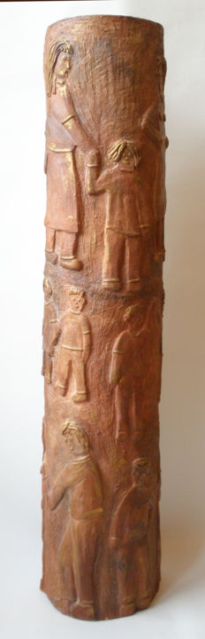 Skulptur mit dem Titel "Totem" von Eva Rouwens, Original-Kunstwerk, Terra cotta