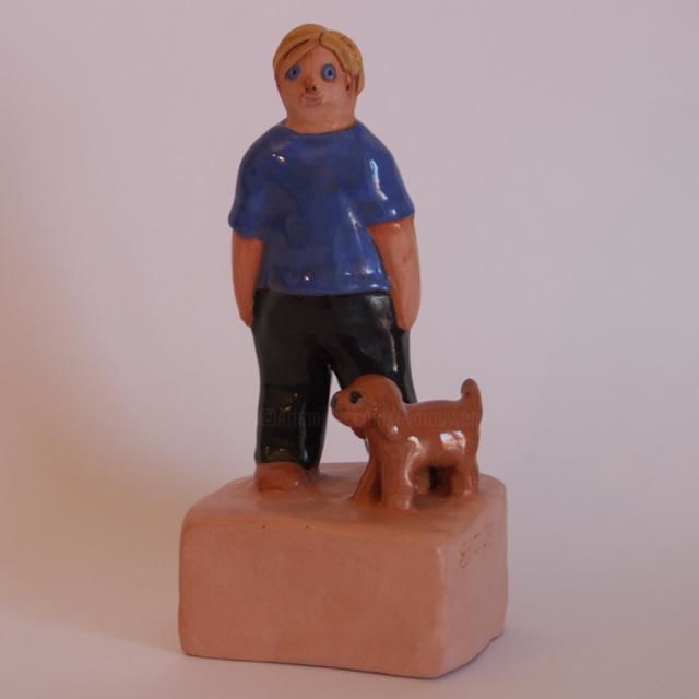 Sculpture titled "Bruno et Bob - 14 cm" by Eva Rouwens, Original Artwork, Terra cotta