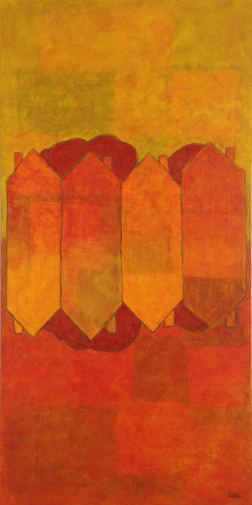Peinture intitulée "DOUBLE 80 x 40 cm" par Eva Rouwens, Œuvre d'art originale, Acrylique