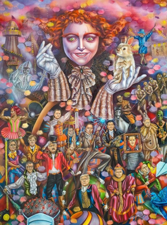 "Crazy circus" başlıklı Tablo Eve Art tarafından, Orijinal sanat, Petrol Ahşap Sedye çerçevesi üzerine monte edilmiş