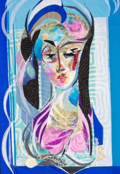 Painting titled "Blue Mona" by Eve B'Ay, Original Artwork, Oil