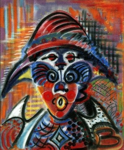 Pintura titulada "Clown" por Eve B'Ay, Obra de arte original, Oleo