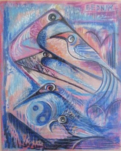 Painting titled "Birds of Paradise I…" by Eve B'Ay, Original Artwork