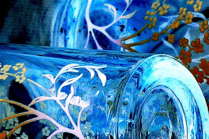 Fotografie getiteld "BLUES IN A GLASS" door Eve Cloarec, Origineel Kunstwerk, Digitale fotografie