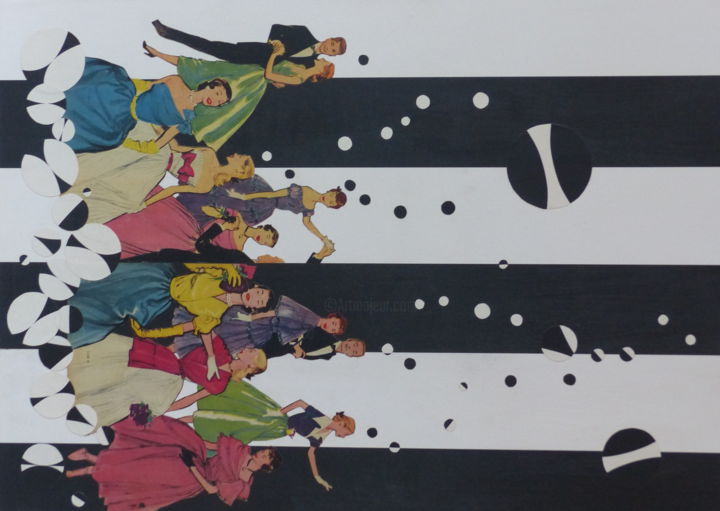 Collages intitulée "LE BAL" par Eve Cloarec, Œuvre d'art originale, Découpages