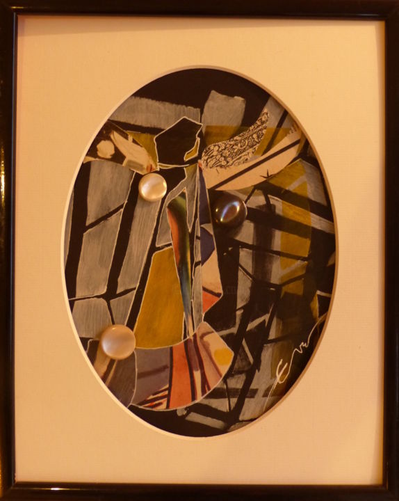 Collages titled "L'ANGE GABRIEL" by Eve Cloarec, Original Artwork, Paper cutting