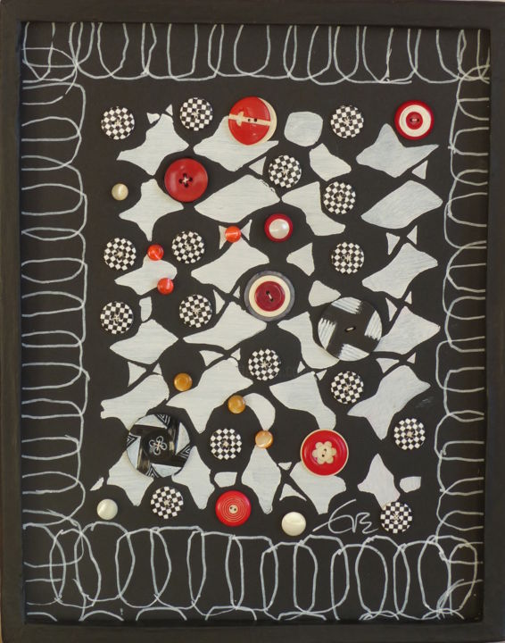 Painting titled "Textile en Noir/Bla…" by Eve Cloarec, Original Artwork, Other