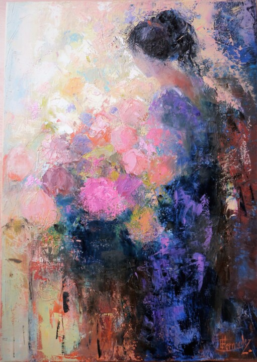 Pintura titulada "Bouquet de lumière" por Eve Hernandez, Obra de arte original, Oleo