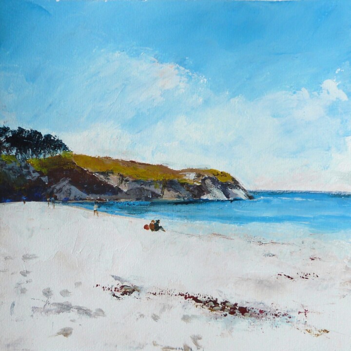 Картина под названием "La plage à Camaret" - Eve Hernandez, Подлинное произведение искусства, Акрил